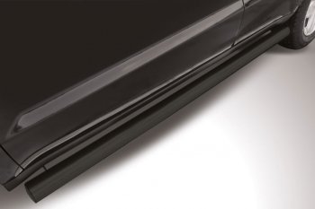 8 699 р. Защита порогов Slitkoff (d76 мм)  Geely Emgrand X7 (2015-2018) (Сталь с полимерным покрытием. Цвет: чёрный)  с доставкой в г. Калуга. Увеличить фотографию 1