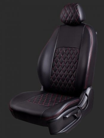 Чехлы для сидений Lord Autofashion Турин Ромб (экокожа, спинка 60/40+подлокотник, 2 П- и 1 Г-образных подголовника) Geely Emgrand X7 2-ой рестайлинг (2019-2024)