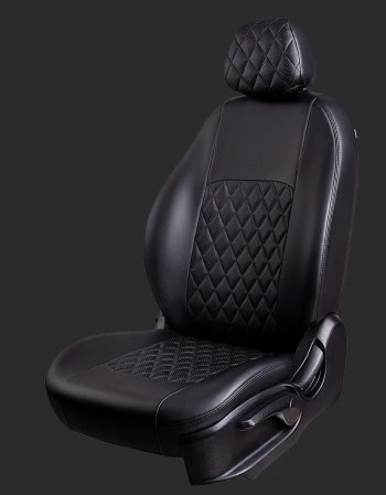 Чехлы для сидений Lord Autofashion Турин Ромб (экокожа, спинка 60/40+подлокотник, 2 П- и 1 Г-образных подголовника) Geely (Джили) Emgrand X7 (Эмгранд) (2019-2024) 2-ой рестайлинг