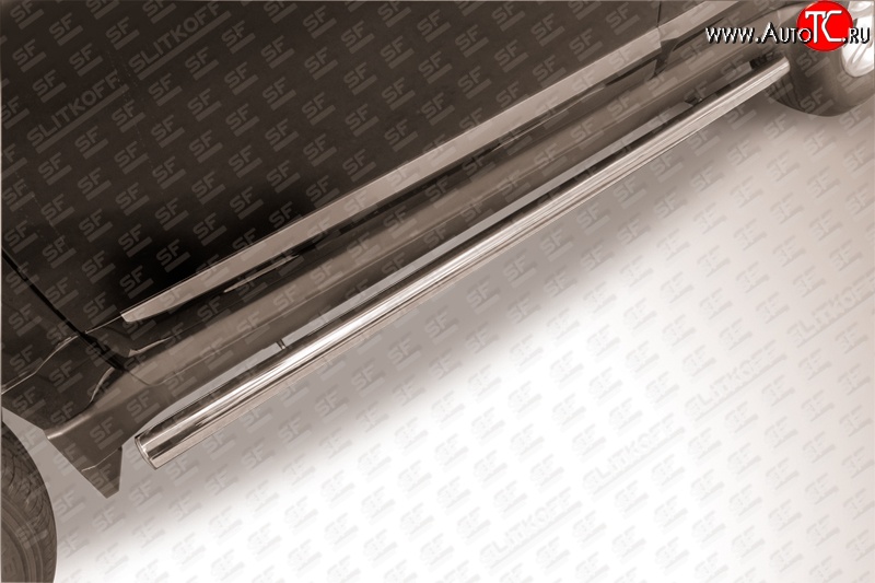 11 249 р. Защита порогов из круглой трубы диаметром 57 мм Slitkoff  Great Wall Hover H3 (2014-2016) (Нержавейка, Полированная)  с доставкой в г. Калуга