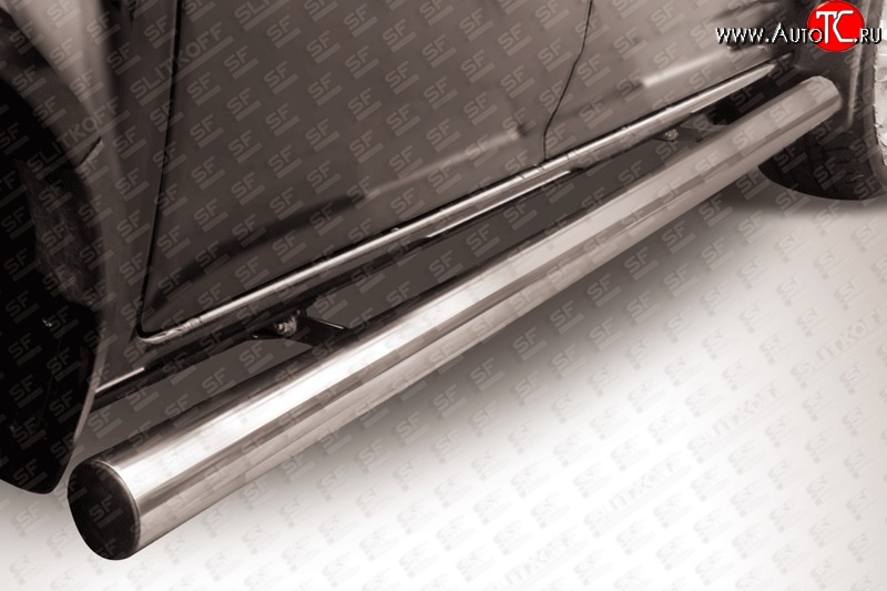 13 549 р. Защита порогов из круглой трубы диаметром 76 мм Slitkoff  Great Wall Wingle  5 (2011-2017) (Нержавейка, Полированная)  с доставкой в г. Калуга