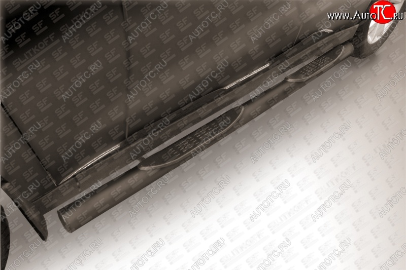 9 749 р. Защита порогов из трубы d76 Slitkoff (с проступями)  Haval H2  1 (2014-2020) (Цвет: серебристый)  с доставкой в г. Калуга