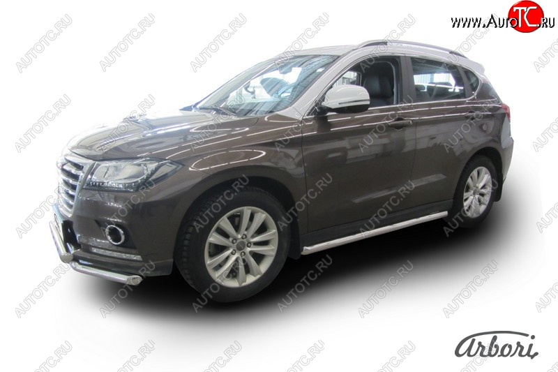 12 869 р. Защита штатных порогов Arbori (нержавейка, d57 mm). Haval H2 (2014-2021)  с доставкой в г. Калуга