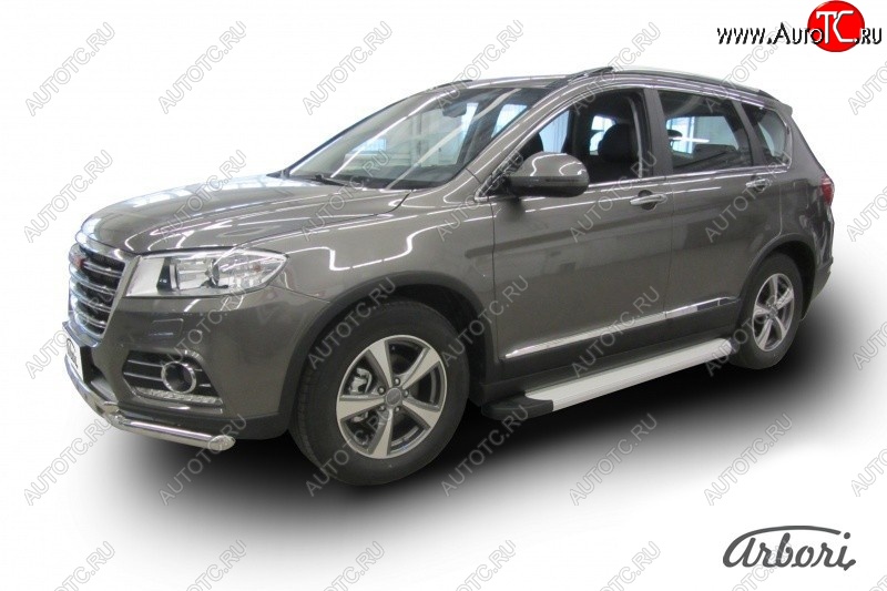 10 979 р. Порожки для ног Arbori Optima Silver Haval H6 (2013-2020)  с доставкой в г. Калуга