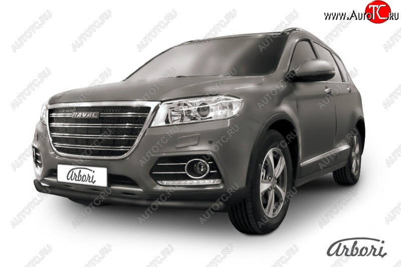 6 029 р. Защита переднего бампера Arbori (черная, 1 труба d57 mm). Haval H6 (2013-2020)  с доставкой в г. Калуга