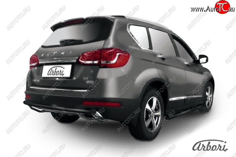 7 019 р. Защита заднего бампера Arbori (черная, 1 труба d57 mm). Haval H6 (2013-2020)  с доставкой в г. Калуга