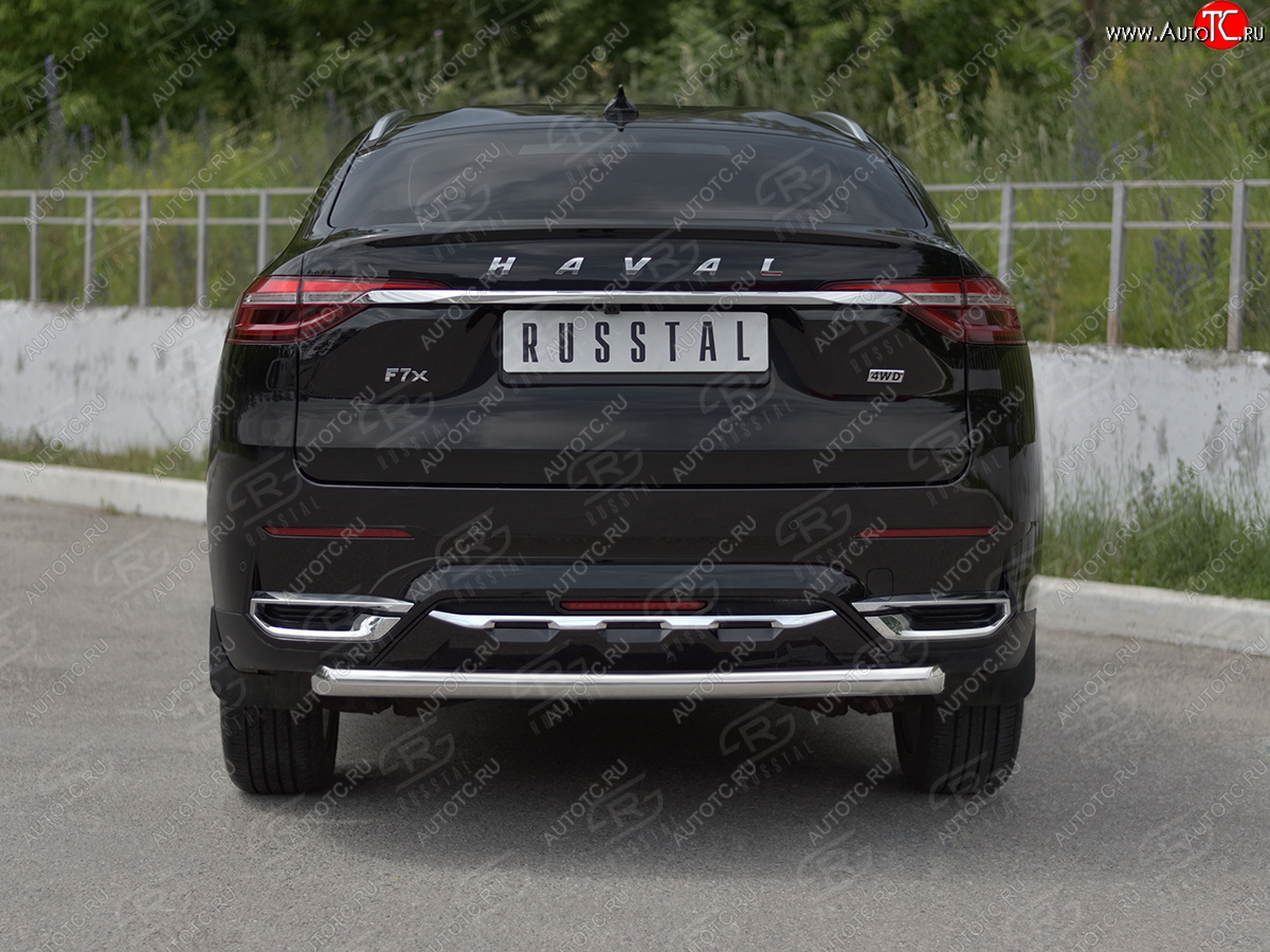 14 349 р. Защита заднего бампера (Ø63 мм, нержавейка) SLITKOFF  Haval F7x (2019-2022)  дорестайлинг  с доставкой в г. Калуга