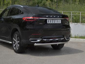 14 349 р. Защита заднего бампера (Ø63 мм, нержавейка) SLITKOFF  Haval F7x (2019-2022)  дорестайлинг  с доставкой в г. Калуга. Увеличить фотографию 2