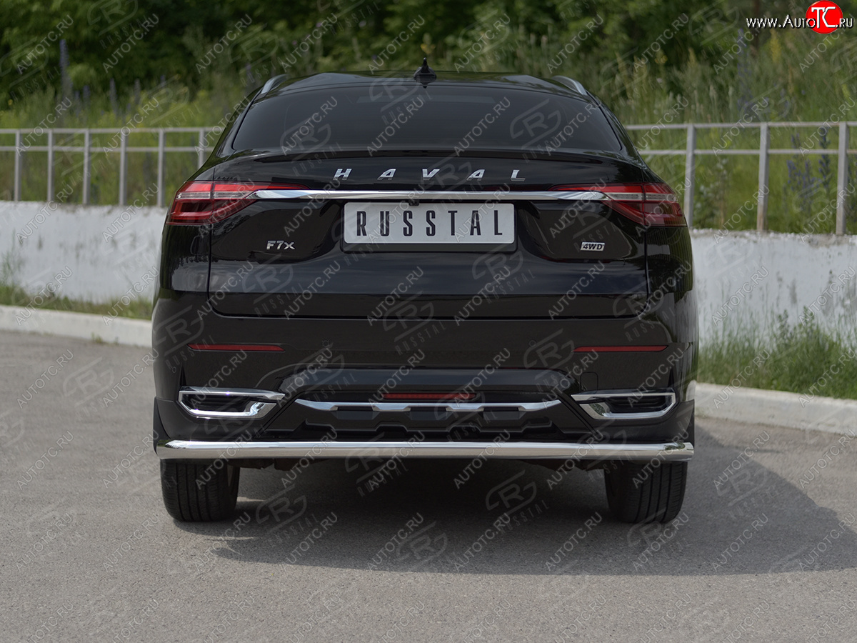 14 249 р. Защита заднего бампера (Ø63 мм, нержавейка) SLITKOFF  Haval F7x (2019-2022)  дорестайлинг  с доставкой в г. Калуга