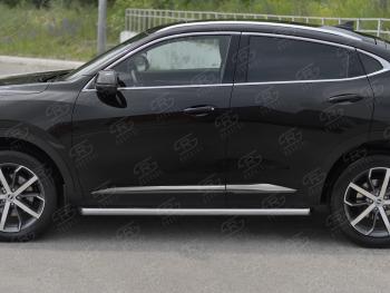 14 749 р. Защита порогов (Ø63 мм) SLITKOFF  Haval F7x (2019-2022)  дорестайлинг (полированная нержавейка, торцы 45°)  с доставкой в г. Калуга. Увеличить фотографию 2