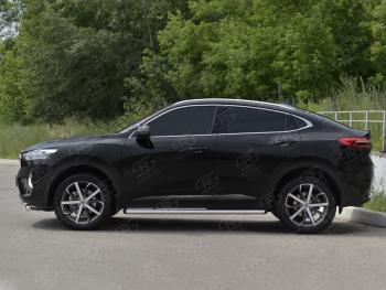 14 749 р. Защита порогов (Ø63 мм) SLITKOFF  Haval F7x (2019-2022)  дорестайлинг (полированная нержавейка, торцы 45°)  с доставкой в г. Калуга. Увеличить фотографию 3