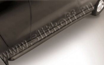 Защита порогов Slitkoff (d57 мм, с гибами) Haval H2 1 (2014-2020)  (Сталь с полимерным покрытием. Цвет: чёрный)