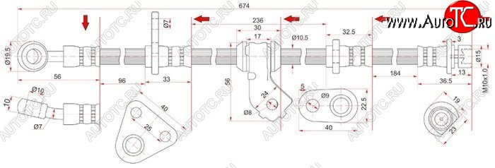 1 579 р. Тормозной шланг передний SAT (правый)  Honda Civic  5 - Integra  DB6,DB7,DB8,DB9  с доставкой в г. Калуга