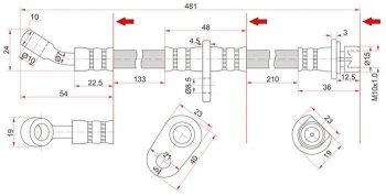 Тормозной шланг задний SAT (LH=RH) Honda Civic 6 EJ,EK,EM рестайлинг, хэтчбэк 3 дв. (1998-2000)