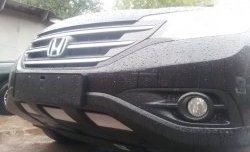 2 059 р. Сетка на бампер (2.4) Russtal (хром)  Honda CR-V  RM1,RM3,RM4 (2012-2015)  с доставкой в г. Калуга. Увеличить фотографию 6