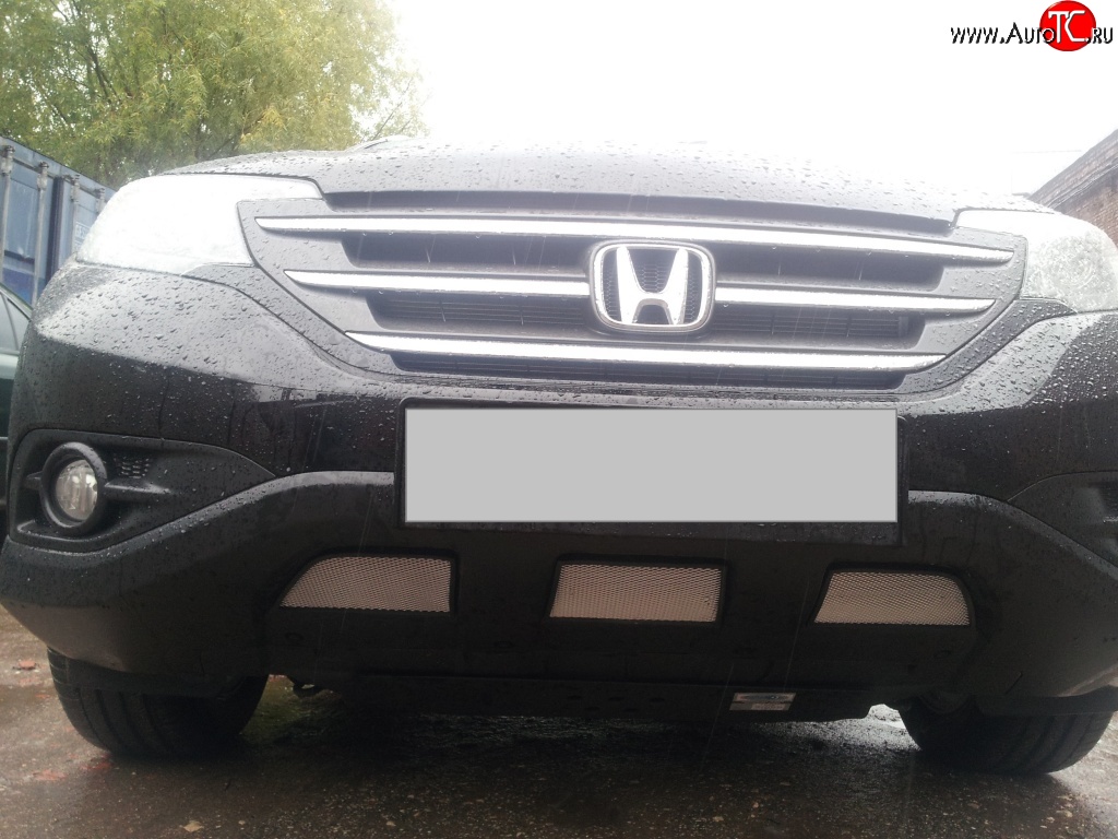 2 059 р. Сетка на бампер (2.4) Russtal (хром)  Honda CR-V  RM1,RM3,RM4 (2012-2015)  с доставкой в г. Калуга