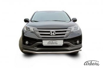 11 699 р. Защита переднего бампера Arbori (нержавейка, 1 труба d57 mm). Honda CR-V RM1,RM3,RM4 дорестайлинг (2012-2015)  с доставкой в г. Калуга. Увеличить фотографию 2