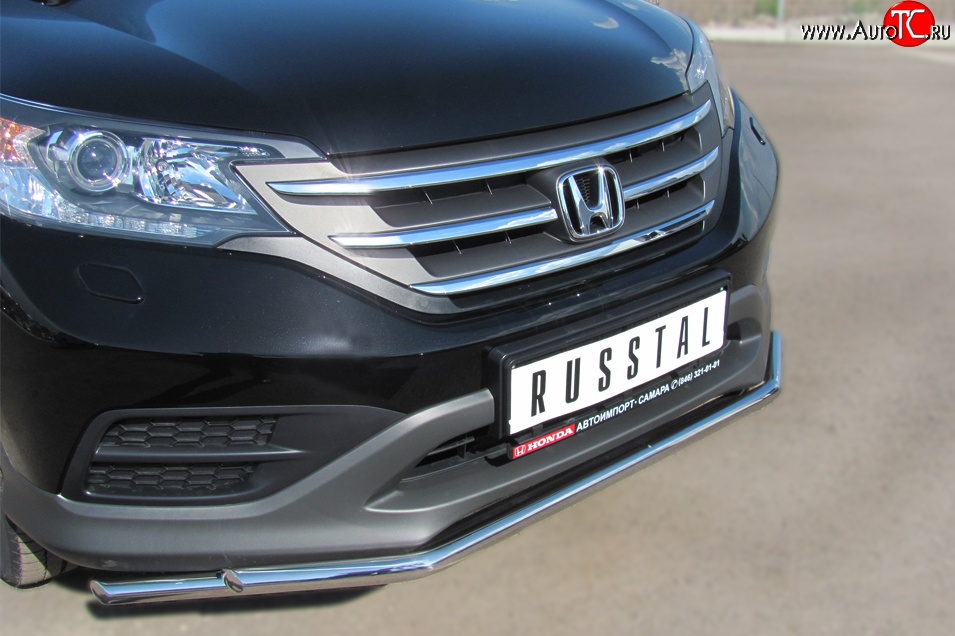 13 999 р. Защита переднего бампера (2 трубыØ42 мм, нержавейка) Russtal  Honda CR-V  RM1,RM3,RM4 (2012-2015)  с доставкой в г. Калуга