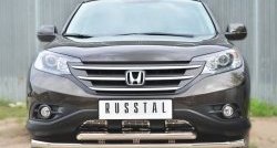 19 299 р. Защита переднего бампера (2 трубыØ63 мм, нержавейка) Russtal  Honda CR-V  RM1,RM3,RM4 (2012-2015)  с доставкой в г. Калуга. Увеличить фотографию 1