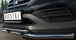 22 949 р. Защита переднего бампера (2 трубыØ75х42 и 63 мм, нержавейка) Russtal  Honda CR-V  RM1,RM3,RM4 (2012-2015)  с доставкой в г. Калуга. Увеличить фотографию 3
