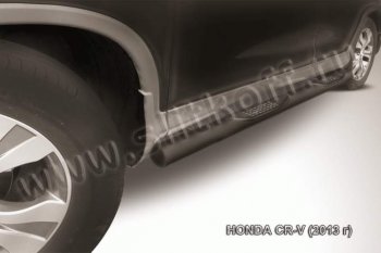 9 749 р. Защита порогов из трубы d76 Slitkoff (с проступью) Honda CR-V RM1,RM3,RM4 дорестайлинг (2012-2015) (Цвет: серебристый)  с доставкой в г. Калуга. Увеличить фотографию 1