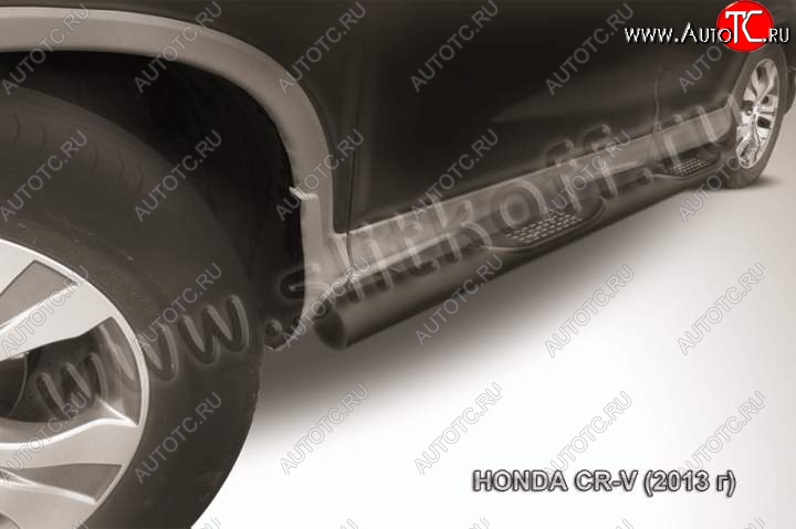 9 749 р. Защита порогов из трубы d76 Slitkoff (с проступью) Honda CR-V RM1,RM3,RM4 дорестайлинг (2012-2015) (Цвет: серебристый)  с доставкой в г. Калуга