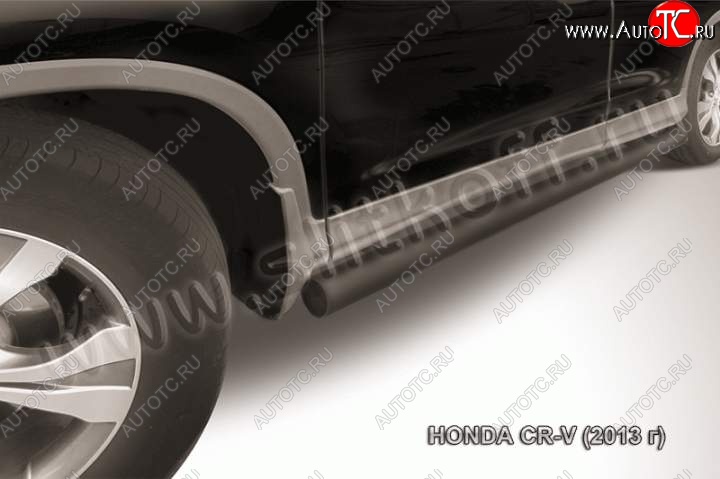8 599 р. Защита порогов из трубы d76 Slitkoff  Honda CR-V  RM1,RM3,RM4 (2012-2015) (Цвет: серебристый)  с доставкой в г. Калуга