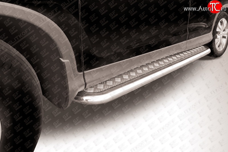19 649 р. Широкая защита порогов Slitkoff Honda CR-V RM1,RM3,RM4 дорестайлинг (2012-2015) (Нержавейка, Полированная)  с доставкой в г. Калуга