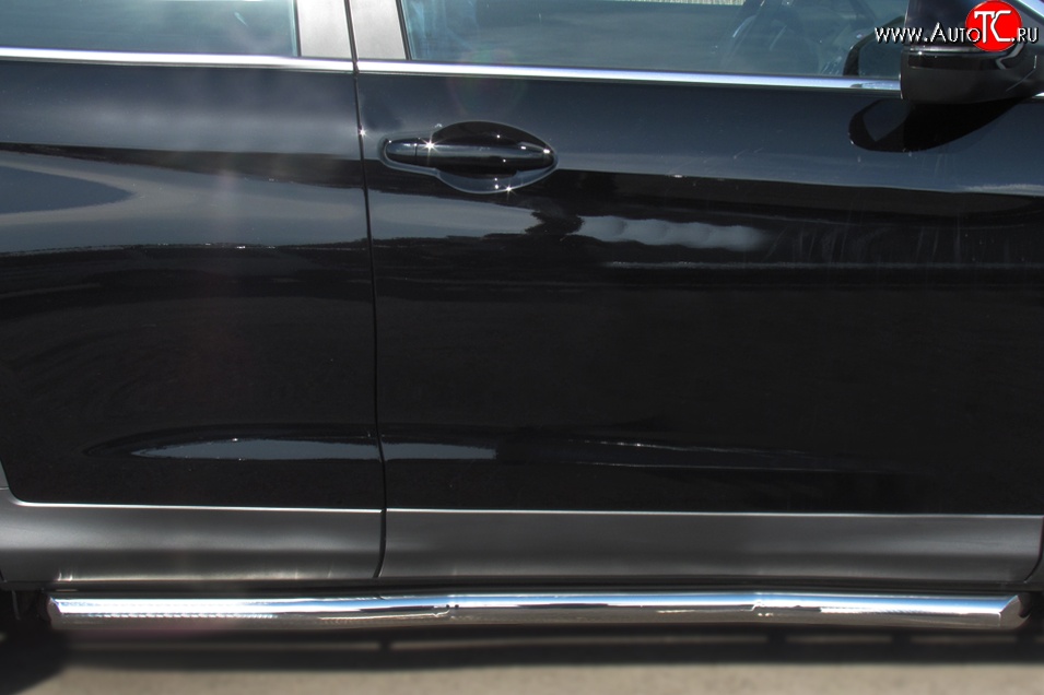 14 849 р. Защита порогов из круглой трубы диаметром 63 мм Russtal  Honda CR-V  RM1,RM3,RM4 (2012-2015) (Защита порогов с со скосами на торцах (вариант 1))  с доставкой в г. Калуга