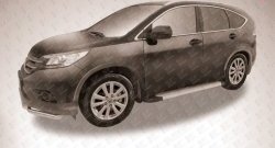 13 799 р. Алюминиевые пороги Slitkoff Optima Silver  Honda CR-V  RM1,RM3,RM4 (2012-2015)  с доставкой в г. Калуга. Увеличить фотографию 2
