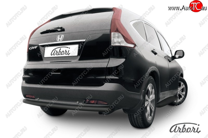 7 019 р. Защита заднего бампера Arbori (черная, 1 труба d57 mm). Honda CR-V RM1,RM3,RM4 дорестайлинг (2012-2015)  с доставкой в г. Калуга