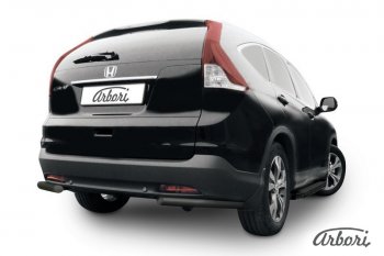 Защита заднего бампера Arbori (уголки, черная, 1 труба d57 mm). Honda CR-V RM1,RM3,RM4 дорестайлинг (2012-2015)