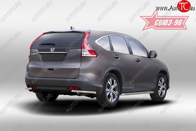 8 189 р. Защита заднего бампера из боковых уголков Souz-96 (d42) Honda CR-V RM1,RM3,RM4 дорестайлинг (2012-2015)  с доставкой в г. Калуга