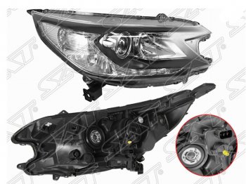 11 899 р. Правая передняя фара SAT  Honda CR-V  RM1,RM3,RM4 (2012-2015) (Галоген, с электрокорректором, не диодная)  с доставкой в г. Калуга. Увеличить фотографию 1