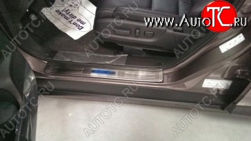 5 349 р. Накладки на порожки автомобиля СТ v2 Honda CR-V RM1,RM3,RM4 дорестайлинг (2012-2015)  с доставкой в г. Калуга