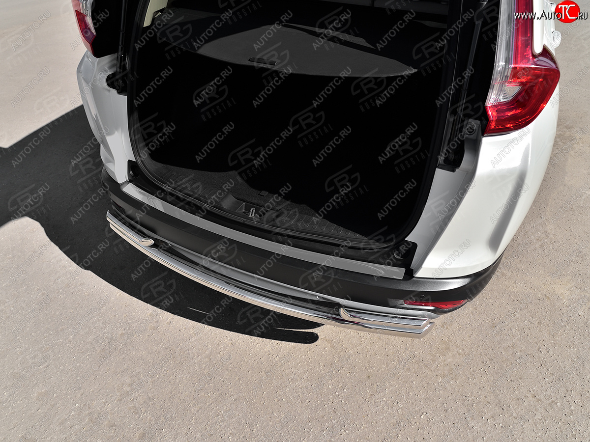 1 399 р. Защитная накладка заднего бампера на Russtal  Honda CR-V  RW,RT (2016-2020) (Нержавейка полированная)  с доставкой в г. Калуга