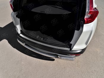 2 199 р. Защитная накладка заднего бампера на Russtal  Honda CR-V  RW,RT (2016-2020) (Нержавейка шлифованная)  с доставкой в г. Калуга. Увеличить фотографию 2