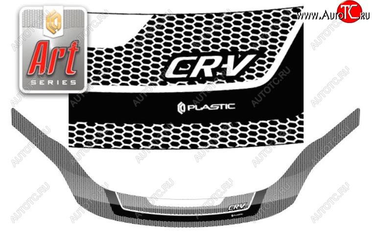 2 599 р. Дефлектор капота CA-Plastiс exclusive  Honda CR-V  RE1,RE2,RE3,RE4,RE5,RE7 (2009-2012) (Серия Art графит)  с доставкой в г. Калуга
