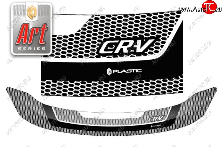 2 259 р. Дефлектор капота CA-Plastiс  Honda CR-V  RE1,RE2,RE3,RE4,RE5,RE7 (2009-2012) (Серия Art графит)  с доставкой в г. Калуга