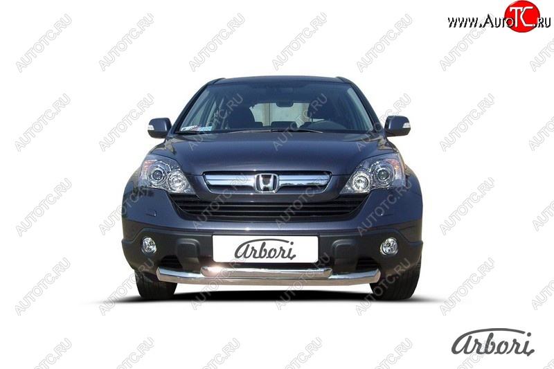 8 369 р. Защита переднего бампера Arbori (2 трубы d76 и 57 mm) Honda CR-V RE1,RE2,RE3,RE4,RE5,RE7 рестайлинг (2009-2012) (черная)  с доставкой в г. Калуга