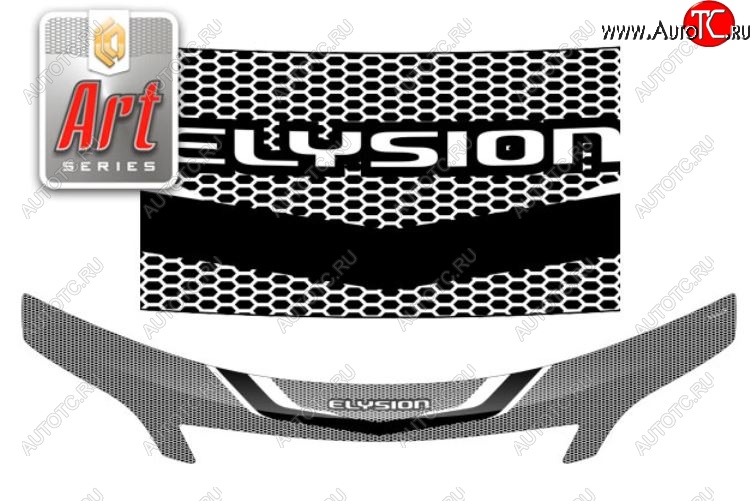 2 799 р. Дефлектор капота (RR1, RR2, RR3, RR4) CA-Plastic exclusive  Honda Elysion  1 (2004-2006) (Серия Art черная)  с доставкой в г. Калуга