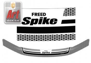 2 259 р. Дефлектор капота CA-Plastiс  Honda Freed Spike  1 (2010-2011) (Серия Art черная)  с доставкой в г. Калуга. Увеличить фотографию 1