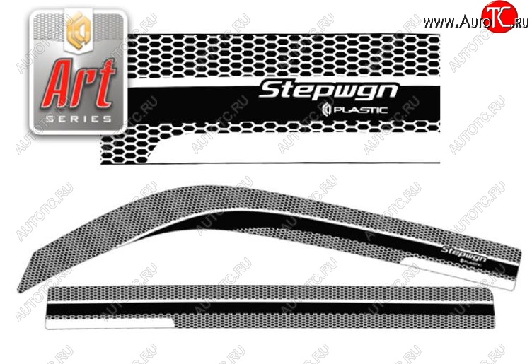 2 159 р. Дефлектора окон  StepWagon (2003-2005) RF3-RF8 CA-Plastiс  Honda StepWagon  RF3,RF4 (2003-2005) минивэн рестайлинг (Серия Art серебро, Без хром.молдинга)  с доставкой в г. Калуга