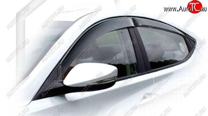 2 169 р. Дефлектора окон CA-Plastiс Hyundai Avante (2010-2013) (Classic полупрозрачный, Без хром.молдинга, Крепление только на скотч)  с доставкой в г. Калуга