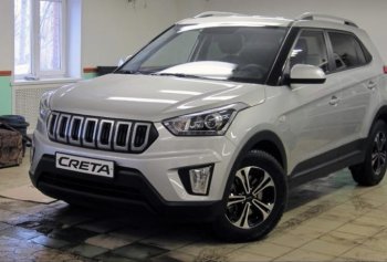 8 099 р. Решётка радиатора Next Hyundai Creta GS дорестайлинг (2015-2019) (цвет: Чёрный матовый с серебристым выделением ноздрей)  с доставкой в г. Калуга. Увеличить фотографию 1