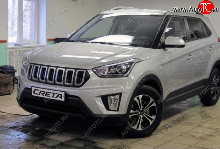 8 099 р. Решётка радиатора Next  Hyundai Creta  GS (2015-2021) дорестайлинг, рестайлинг (цвет: Чёрный матовый с серебристым выделением ноздрей)  с доставкой в г. Калуга