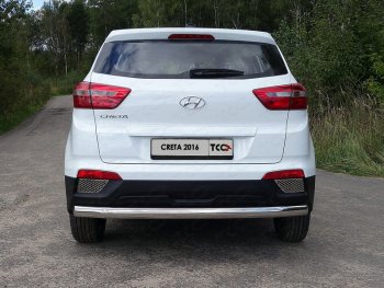 Защита заднего бампера (овальная) ТСС (нержавейка d75х42 мм) Hyundai Creta GS рестайлинг (2019-2021)