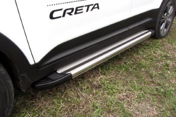Пороги алюминиевые Slitkoff Hyundai Creta GS дорестайлинг (2015-2019)