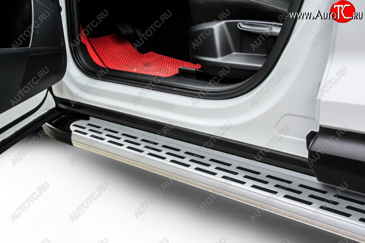 19 749 р. Пороги алюминиевые Slitkoff  Hyundai Creta  GS (2015-2021) (Premium Silver)  с доставкой в г. Калуга
