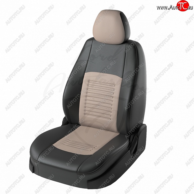 8 749 р. Чехлы для сидений (Comfort) Lord Autofashion Турин (экокожа)  Hyundai Creta  GS (2015-2021) (Черный, вставка бежевая)  с доставкой в г. Калуга